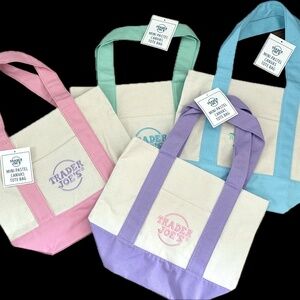 Trader Joe's Color Canvas Tote Bag Collection NWT